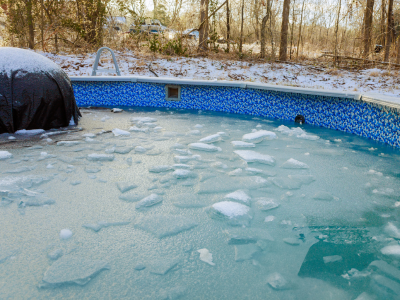Freezing pool in the winter