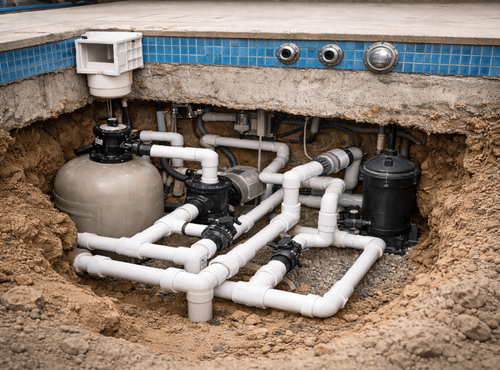 underground swimming pool plumbing